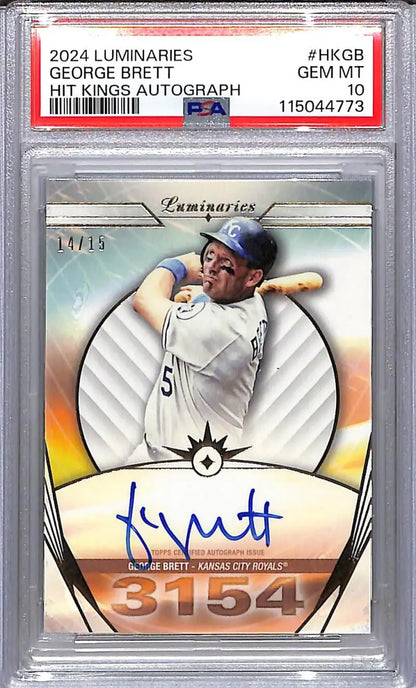 2024 Topps Luminaries Hit Kings George Brett autographed baseball card PSA 10