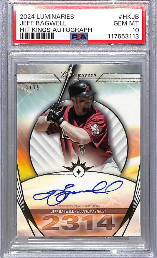 2024 Topps Luminaries Hit Kings Jeff Bagwell PSA 10 GEM MINT Autograph baseball card