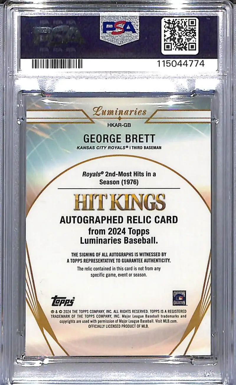 2024 Topps Luminaries Hit Kings George Brett autographed relic baseball card GEM MINT