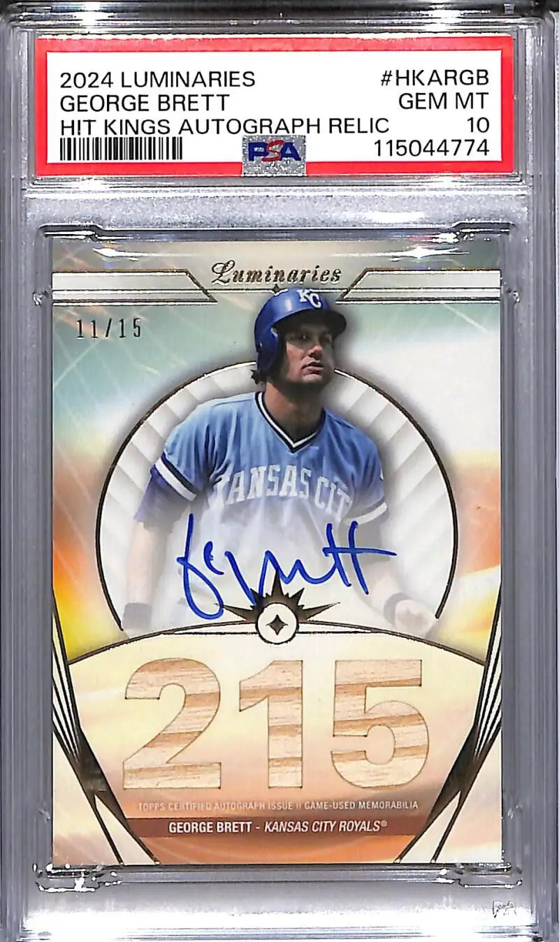 2024 Topps Luminaries Hit Kings George Brett Gem Mint Autographed Baseball Card