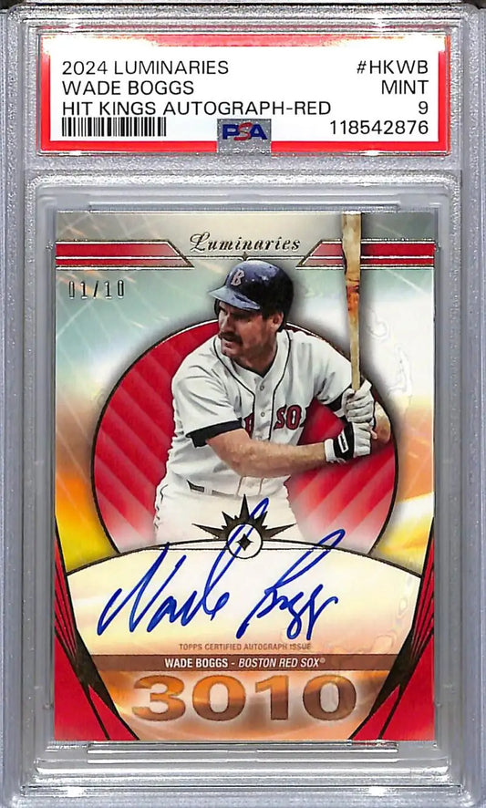 Graded 2024 Topps Luminaries Hit Kings Wade Boggs Red Baseball Card PSA 9 MINT