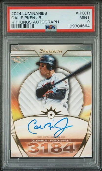 Graded Cal Ripken Jr Baltimore Orioles baseball card from 2024 Topps Luminaries series