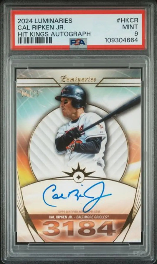 Graded Cal Ripken Jr Baltimore Orioles baseball card from 2024 Topps Luminaries series