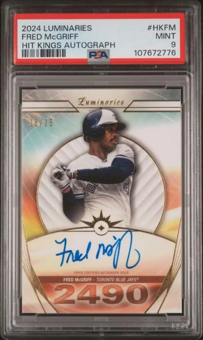 Autographed Fred McGriff Blue Jays baseball card from 2024 Topps Luminaries series