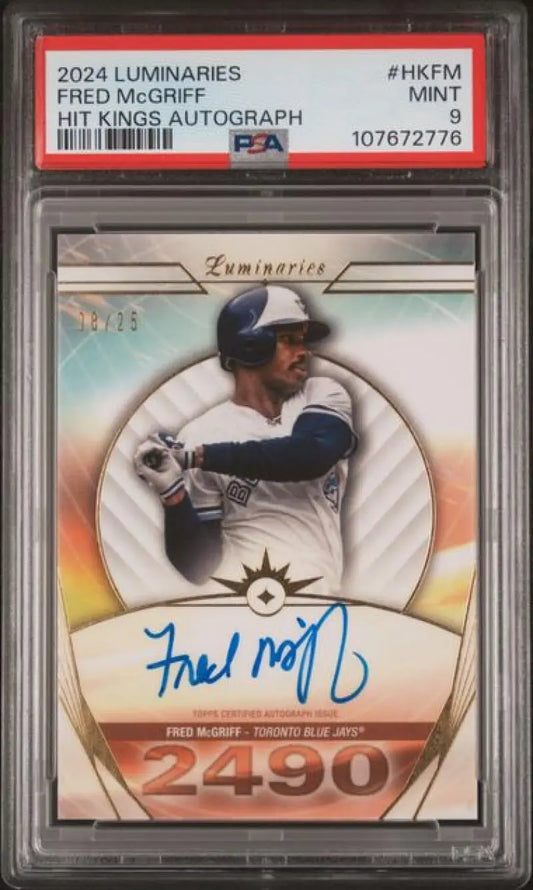 Autographed Fred McGriff Blue Jays baseball card from 2024 Topps Luminaries series