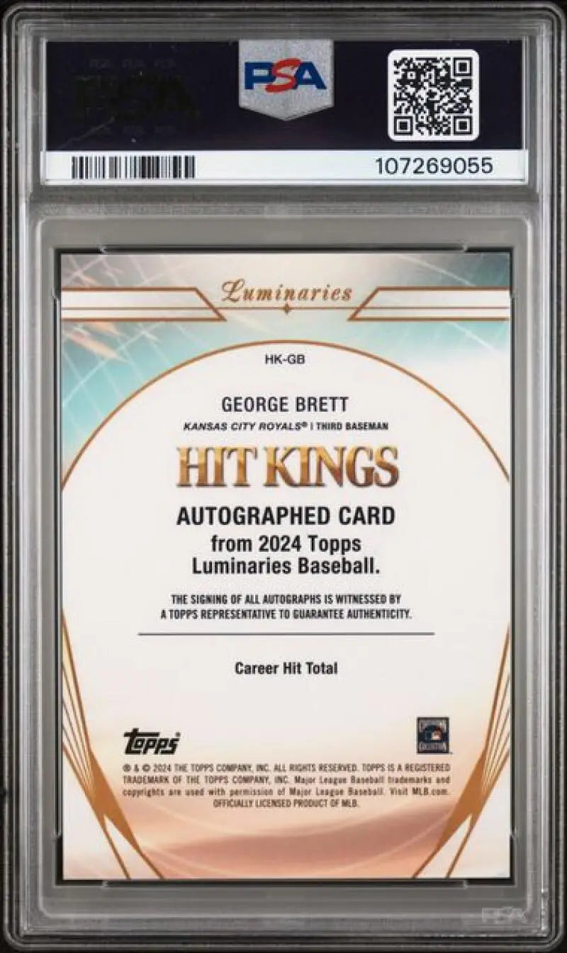 Autographed George Brett Kansas City Royals baseball card from 2024 Topps Luminaries collection