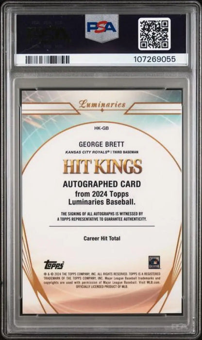 Autographed George Brett Kansas City Royals baseball card from 2024 Topps Luminaries collection