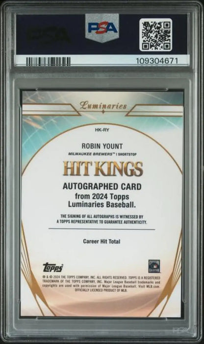 Autographed 2024 Topps Luminaries Robin Yount Milwaukee Brewers baseball card