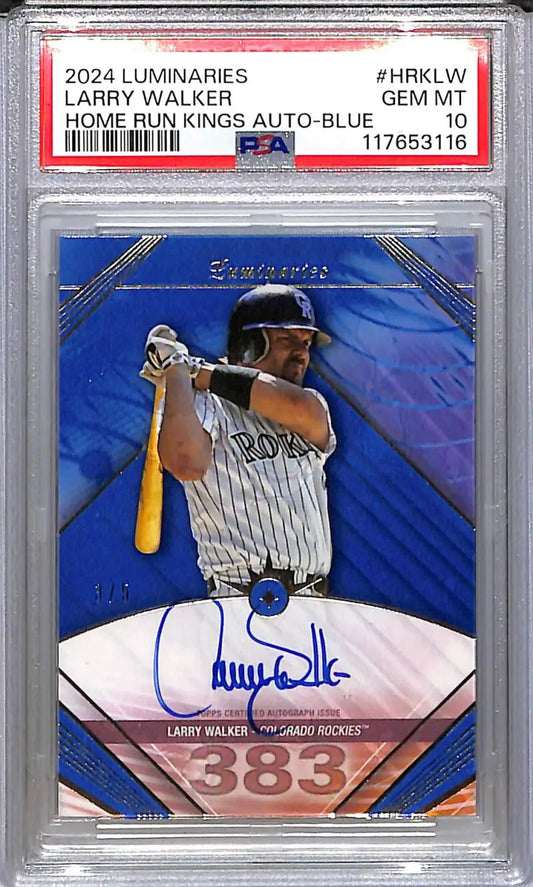 2024 Topps Luminaries Larry Walker Home Run Kings Blue Auto PSA 10 GEM MT