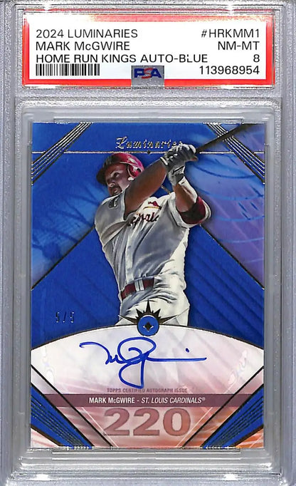 Autographed Mark McGwire baseball card from 2024 Topps Luminaries Home Run Kings series