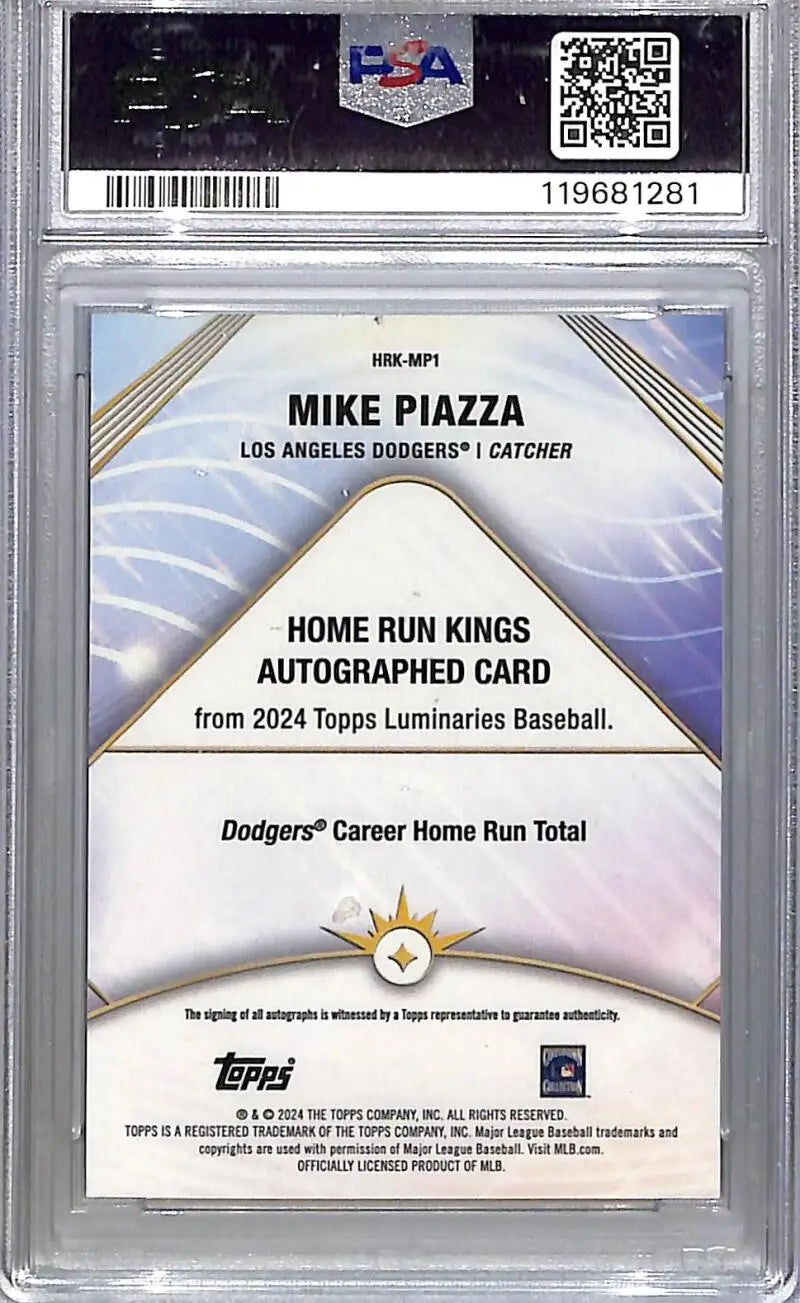 2024 Topps Luminaries Home Run Kings Blue #HRK-MP1 Mike Piazza PSA 9 MINT Auto 5/5 Los Angeles Dodgers
