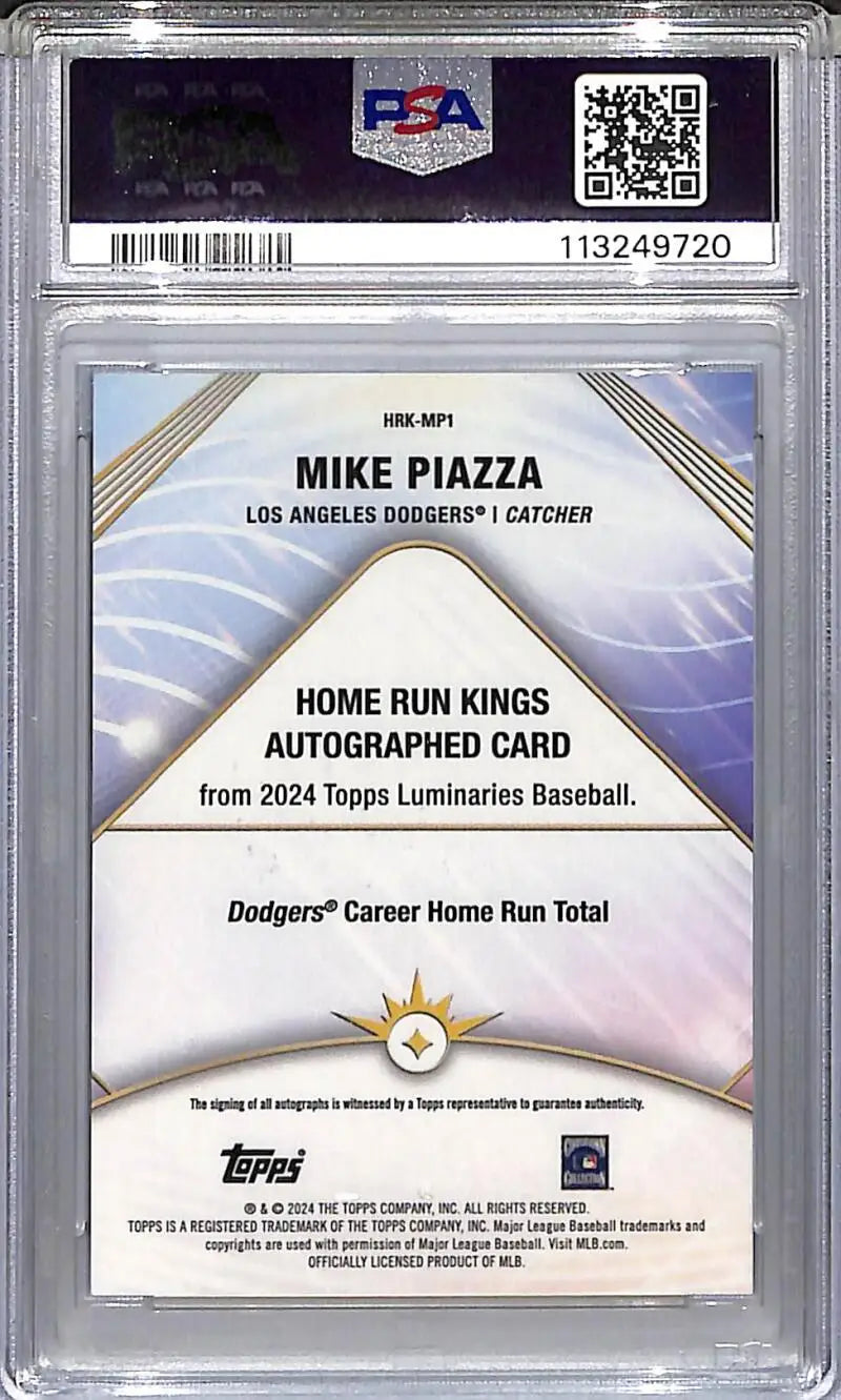 Graded Mike Piazza baseball card from 2024 Topps Luminaries Home Run Kings series