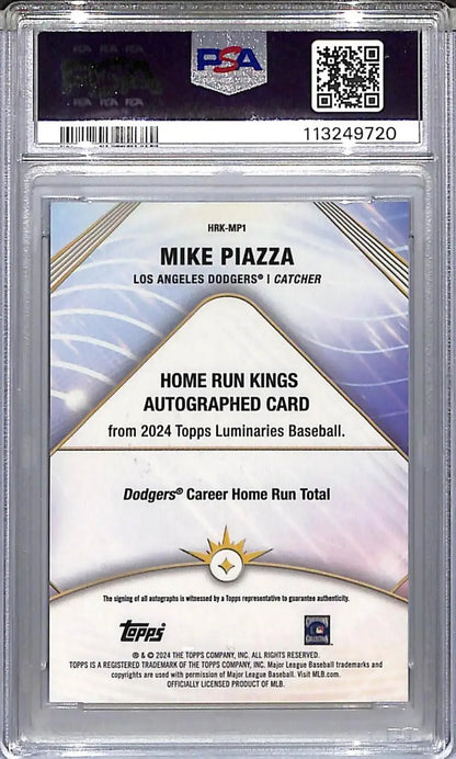 Graded Mike Piazza baseball card from 2024 Topps Luminaries Home Run Kings series