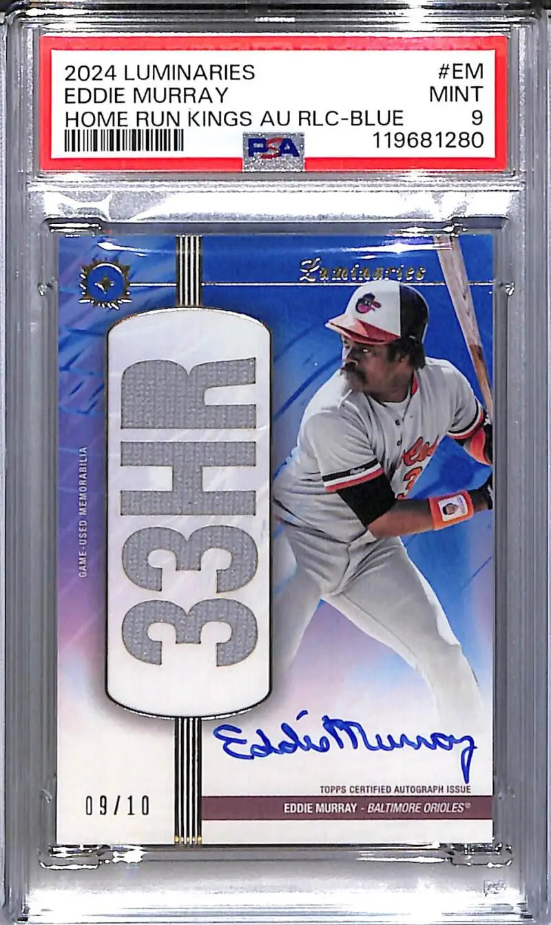 Eddie Murray graded baseball card with autograph and jersey piece from 2024 Topps Luminaries Home Run Kings