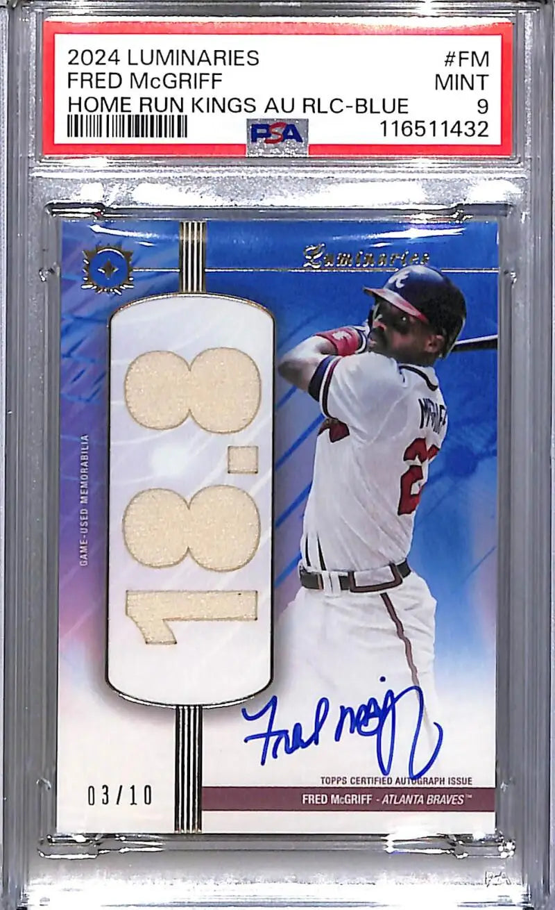 2024 Topps Luminaries Home Run Kings Blue #HRKAR-FM Fred McGriff PSA 9 MINT MEM Auto 3/10 Atlanta Braves