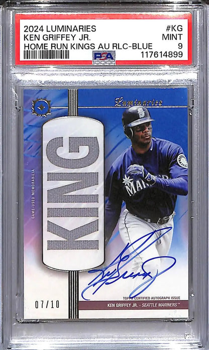 Graded Ken Griffey Jr. baseball card from 2024 Topps Luminaries Home Run Kings series