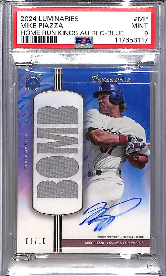 Mike Piazza 2024 Topps Luminaries Home Run Kings autographed baseball card with jersey swatch
