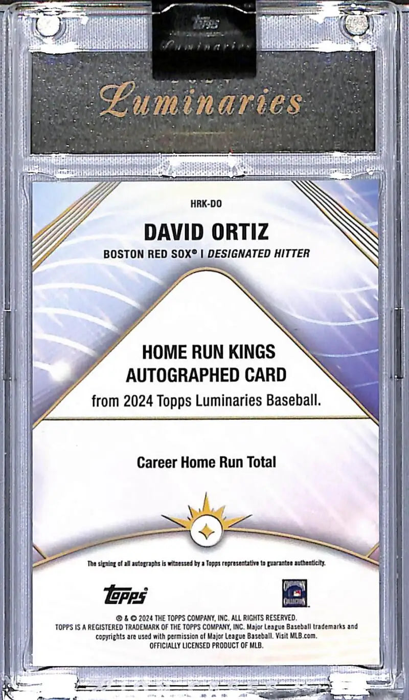 Autographed David Ortiz baseball card from 2024 Topps Luminaries Home Run Kings series