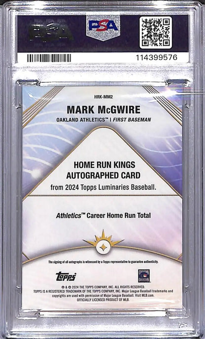 Graded Mark McGwire home run baseball card from 2024 Topps Luminaries Home collection