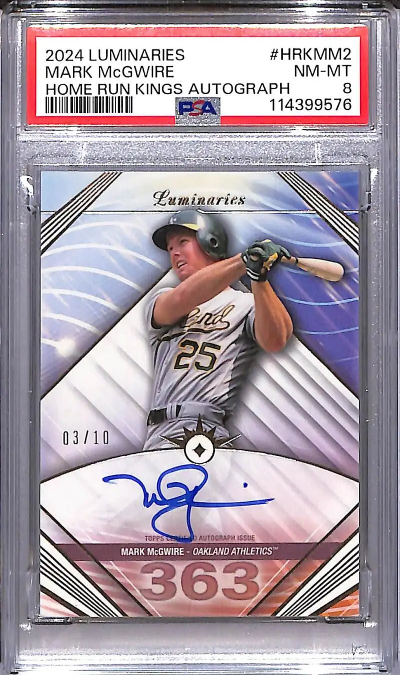 Autographed Mark McGwire baseball card from 2024 Topps Luminaries Home Run Kings series