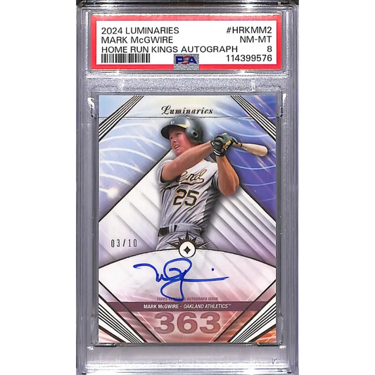 2024 Topps Luminaries Home Run Kings #HRK-MM2 Mark McGwire PSA 8 NM-MT Auto 03/10 Oakland Athletics