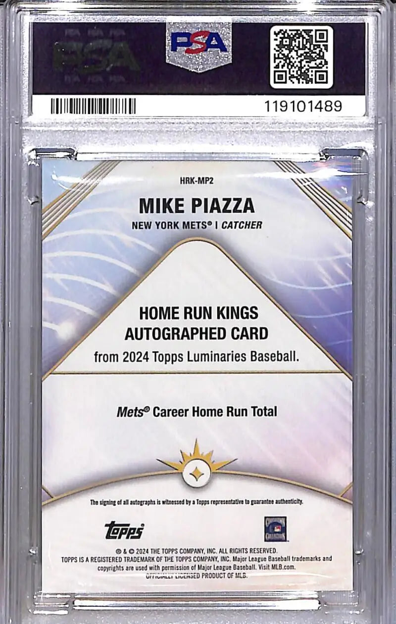 2024 Topps Luminaries Home Run Kings #HRK-MP2 Mike Piazza PSA 10 GEM MINT Auto 3/10 New York Mets - Sports Card