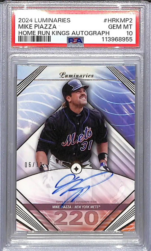 Mike Piazza autographed baseball card from 2024 Topps Luminaries Home Run Kings series