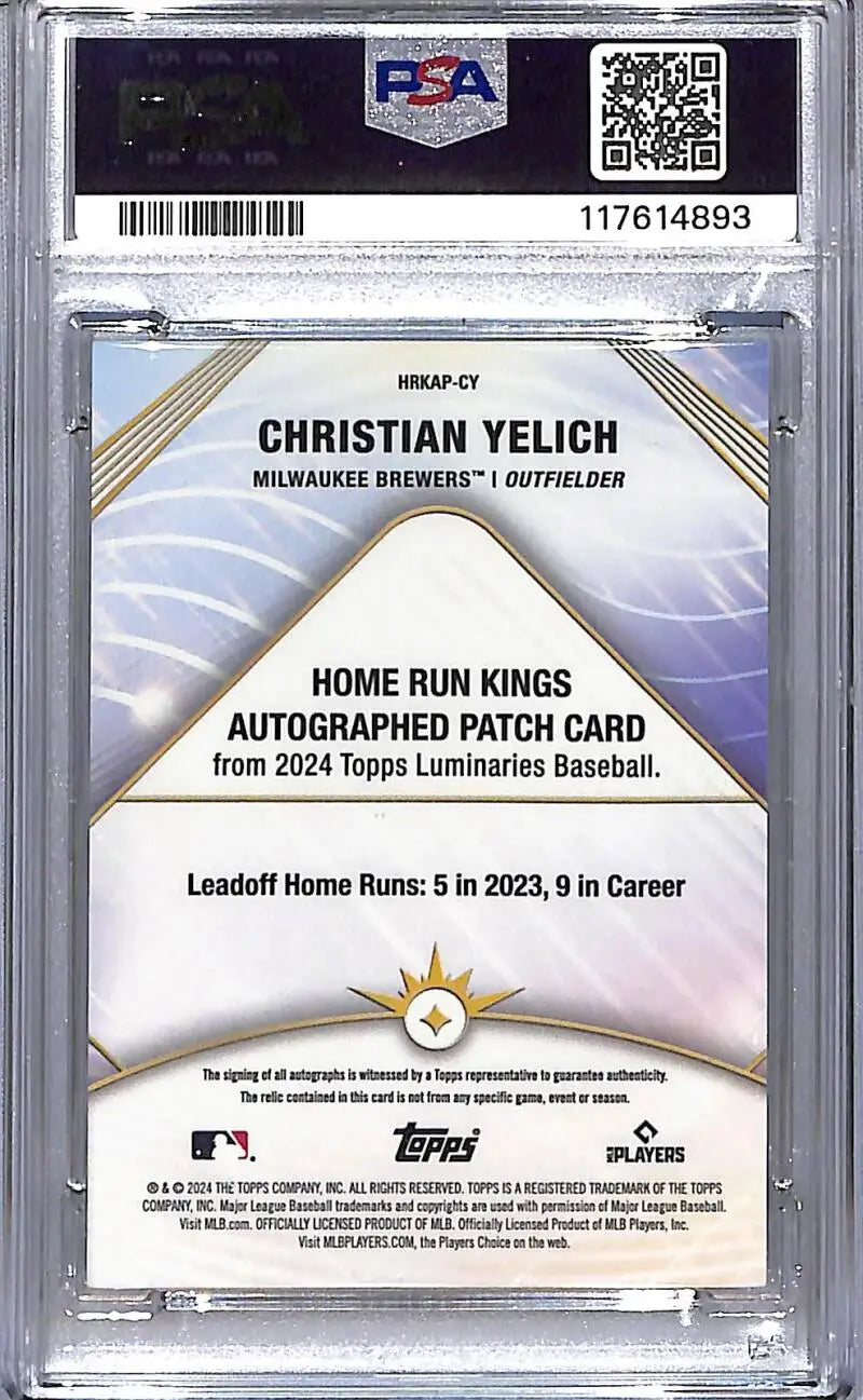 Graded Christian Yelich baseball card from 2024 Topps Luminaries Home Run Kings series