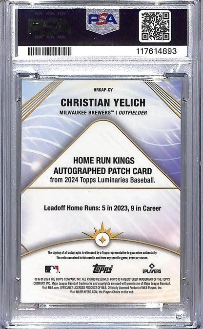 Graded Christian Yelich baseball card from 2024 Topps Luminaries Home Run Kings series