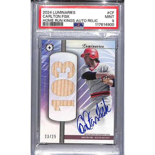 2024 Topps Luminaries Home Run Kings #HRKAR-CF Carlton Fisk PSA 9 MINT MEM Auto 23/25 Boston Red Sox