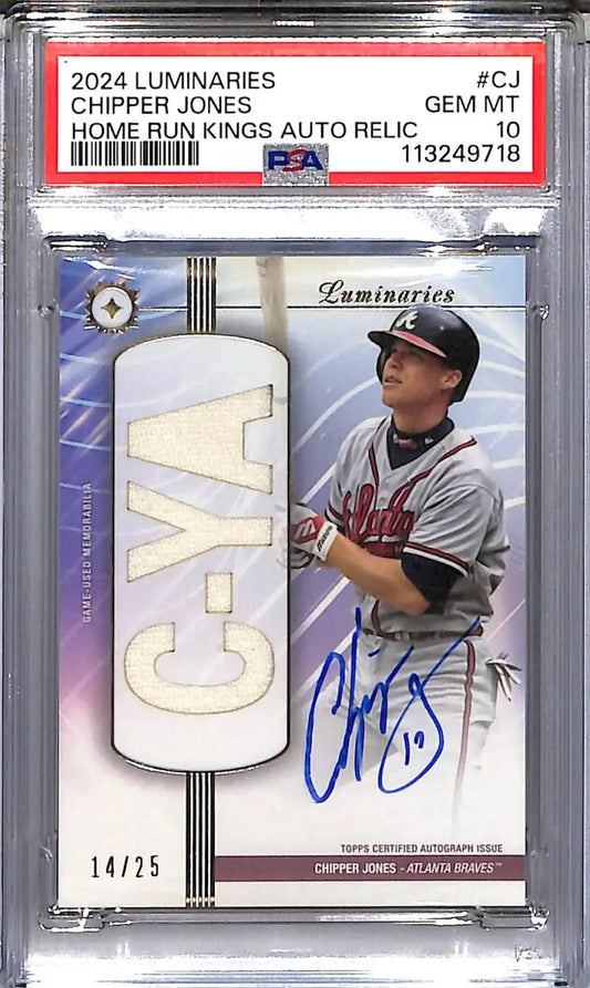 Graded Chipper Jones baseball card from 2024 Topps Luminaries Home Run Kings series