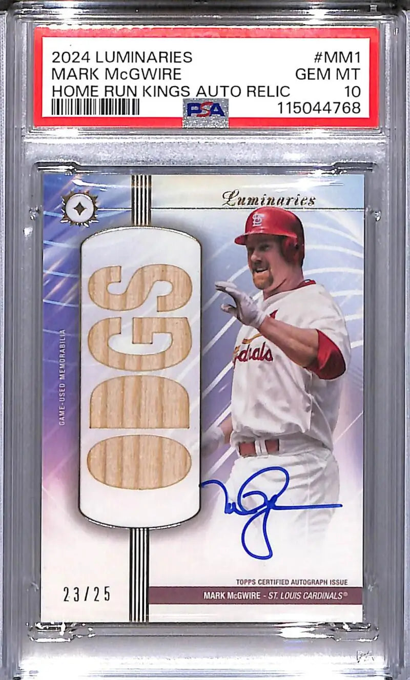 Graded 2024 Mark McGwire Home Run Kings auto relic baseball card, gem mint PSA 10