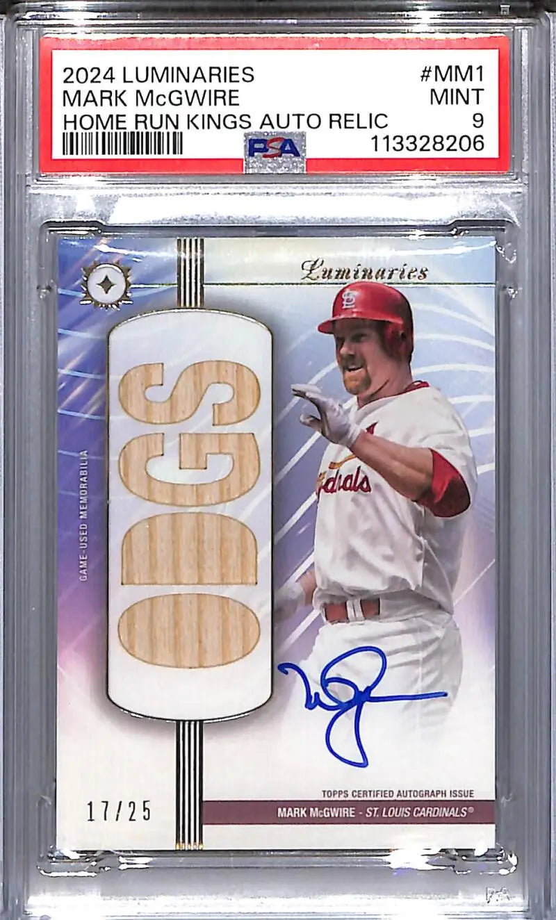 Autographed Mark McGwire baseball card from 2024 Topps Luminaries Home Run Kings