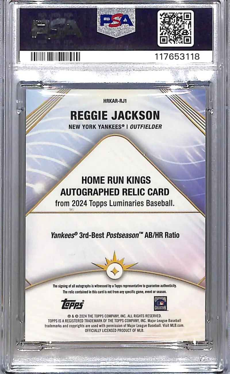 2024 Topps Luminaries Home Run Kings #HRKAR-RJ1 Reggie Jackson PSA 9 MINT MEM Auto 25/25 New York Yankees
