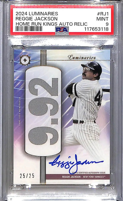 2024 Topps Luminaries Home Run Kings #HRKAR-RJ1 Reggie Jackson PSA 9 MINT MEM Auto 25/25 New York Yankees