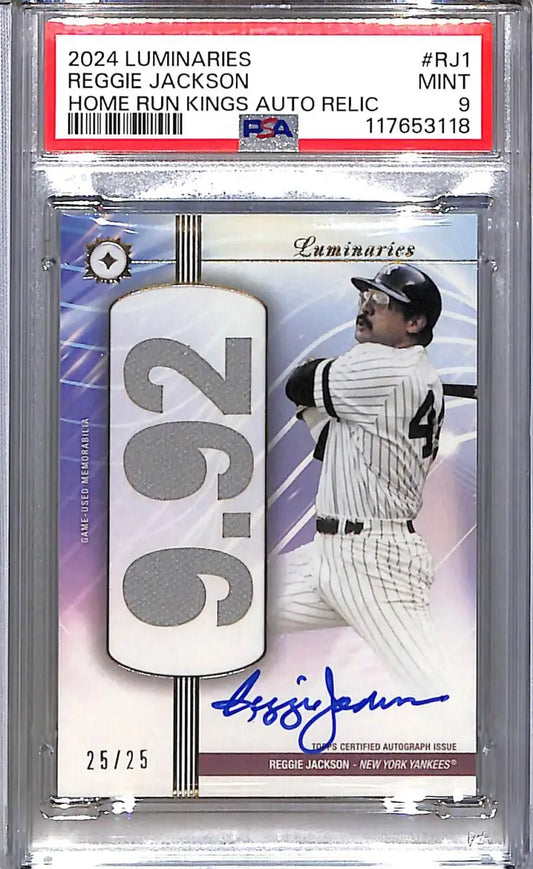 2024 Topps Luminaries Home Run Kings #HRKAR-RJ1 Reggie Jackson PSA 9 MINT MEM Auto 25/25 New York Yankees