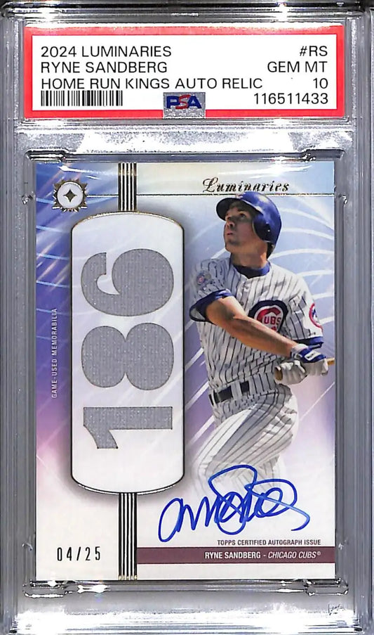 2024 Topps Luminaries Ryne Sandberg Home Run Kings auto relic card Chicago Cubs