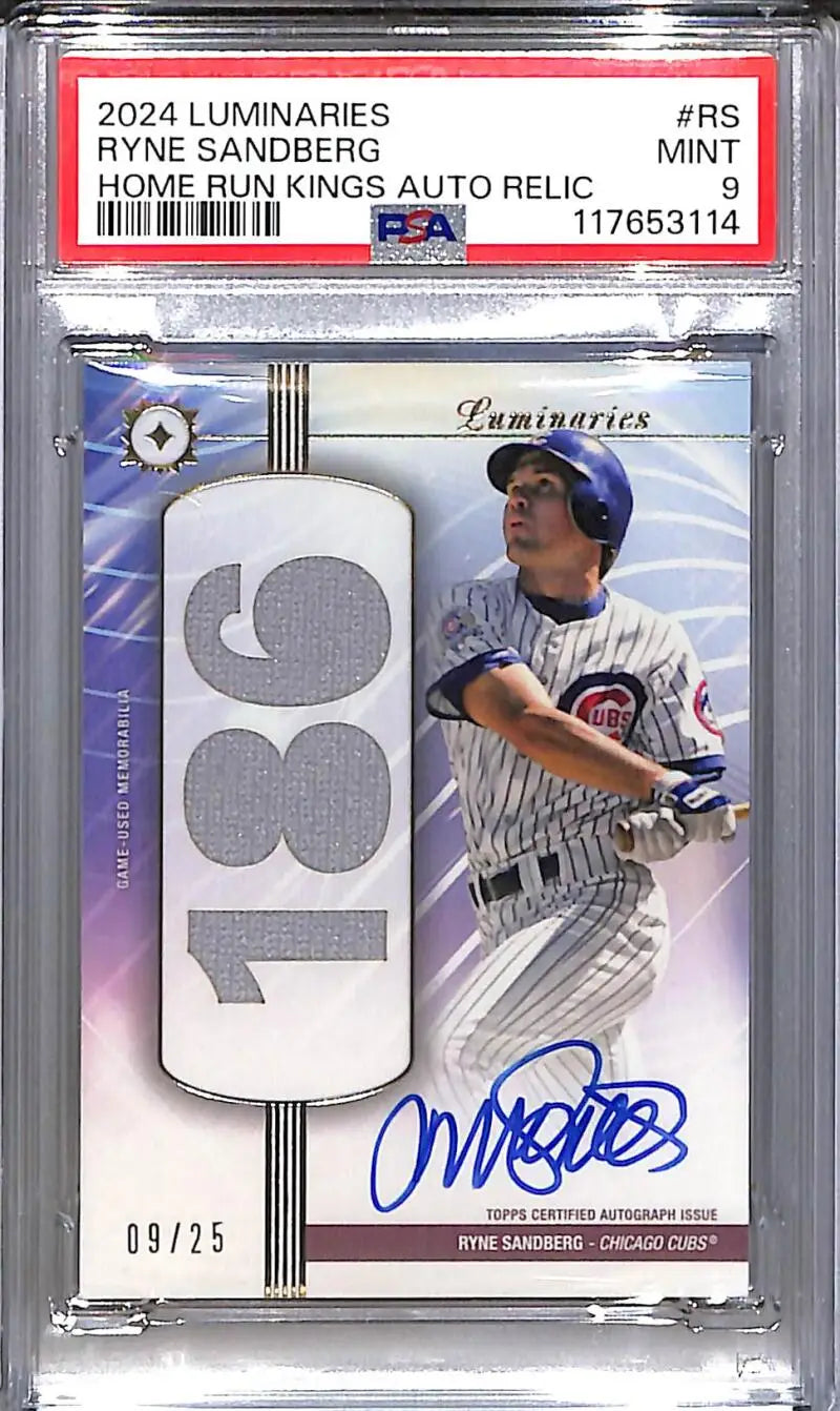 Ryne Sandberg graded baseball card with autograph and game-used relic from Topps Luminaries Home Run Kings