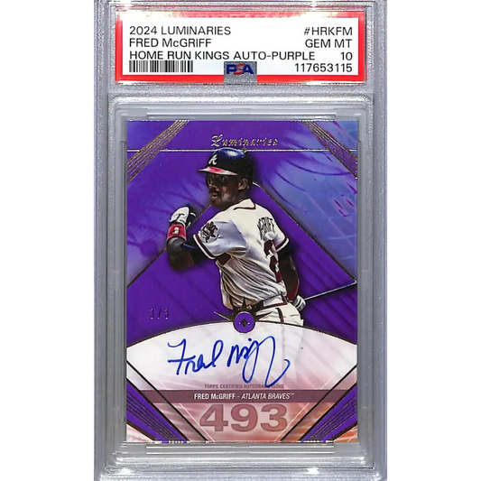 2024 Topps Luminaries Home Run Kings Purple #HRK-FM Fred McGriff PSA 10 GEM MINT Auto 3/3 Atlanta Braves