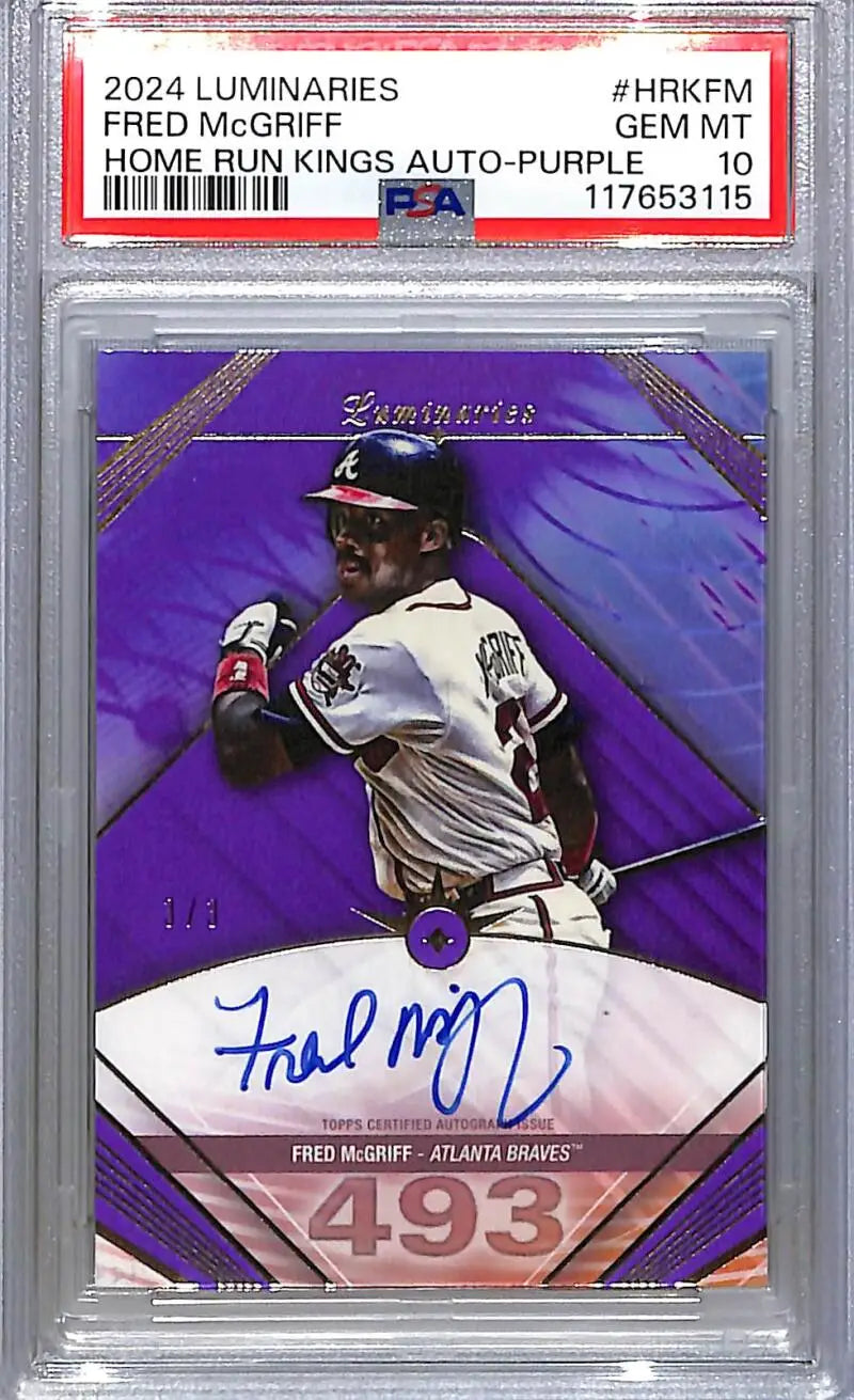 2024 Topps Luminaries Fred McGriff Home Run Kings Auto Purple Gem Mint Atlanta Braves card