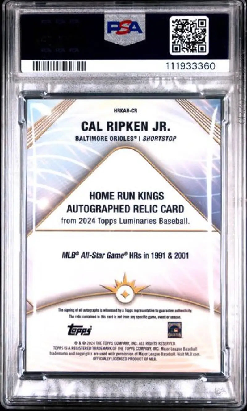Graded Cal Ripken Jr Topps Luminaries Home Run Kings baseball card PSA 10 GEM MINT