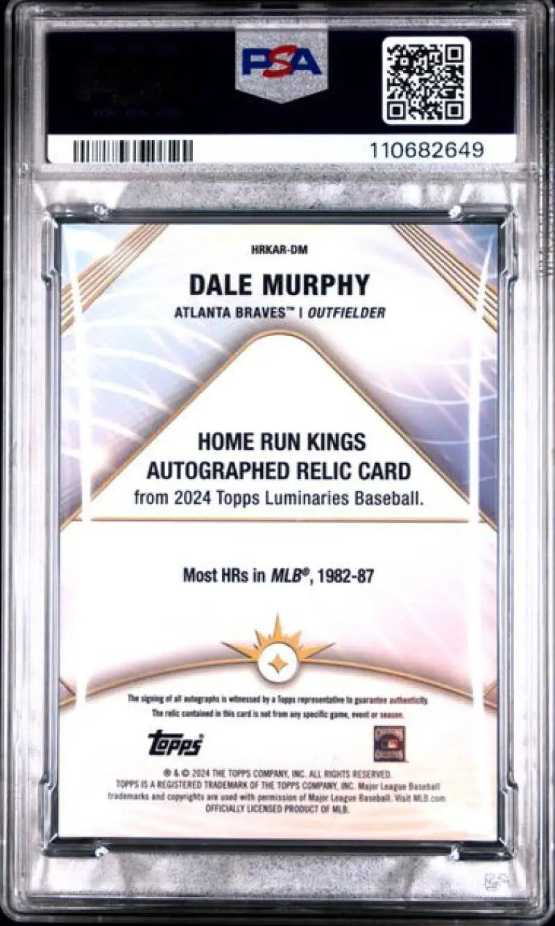 Graded Dale Murphy Topps Luminaries Home Run Kings relic baseball card PSA 9 MINT
