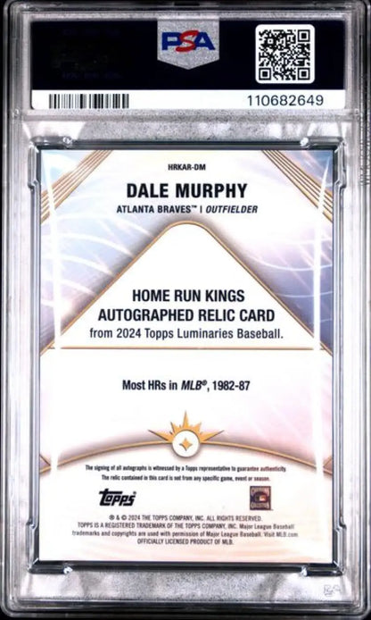Graded Dale Murphy Topps Luminaries Home Run Kings relic baseball card PSA 9 MINT