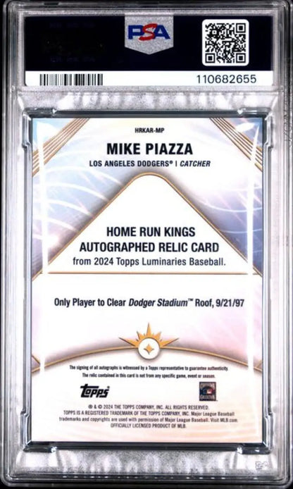 Graded Mike Piazza baseball card from 2024 Topps Luminaries Home Run Kings series