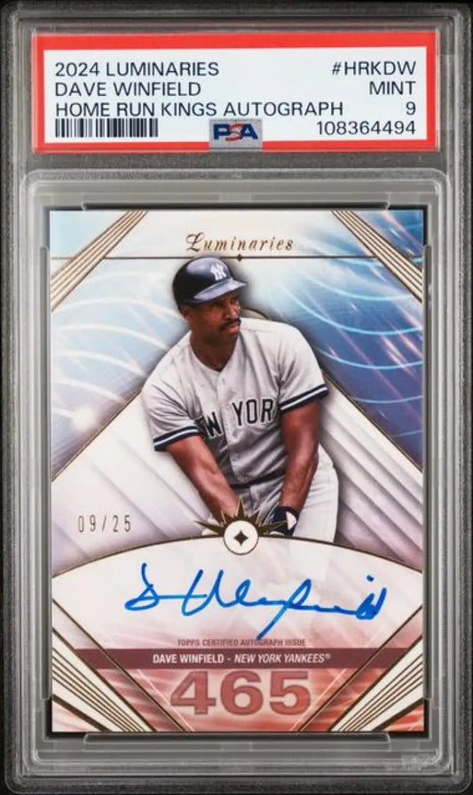 Graded Dave Winfield autographed baseball card from New York Yankees 2024 Topps Luminaries