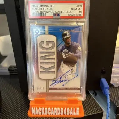 Graded Ken Griffey Jr. Topps Luminaries card with autograph and King bat relic PSA 10