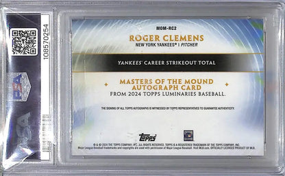 Roger Clemens autograph baseball card from 2024 Topps Luminaries Masters series
