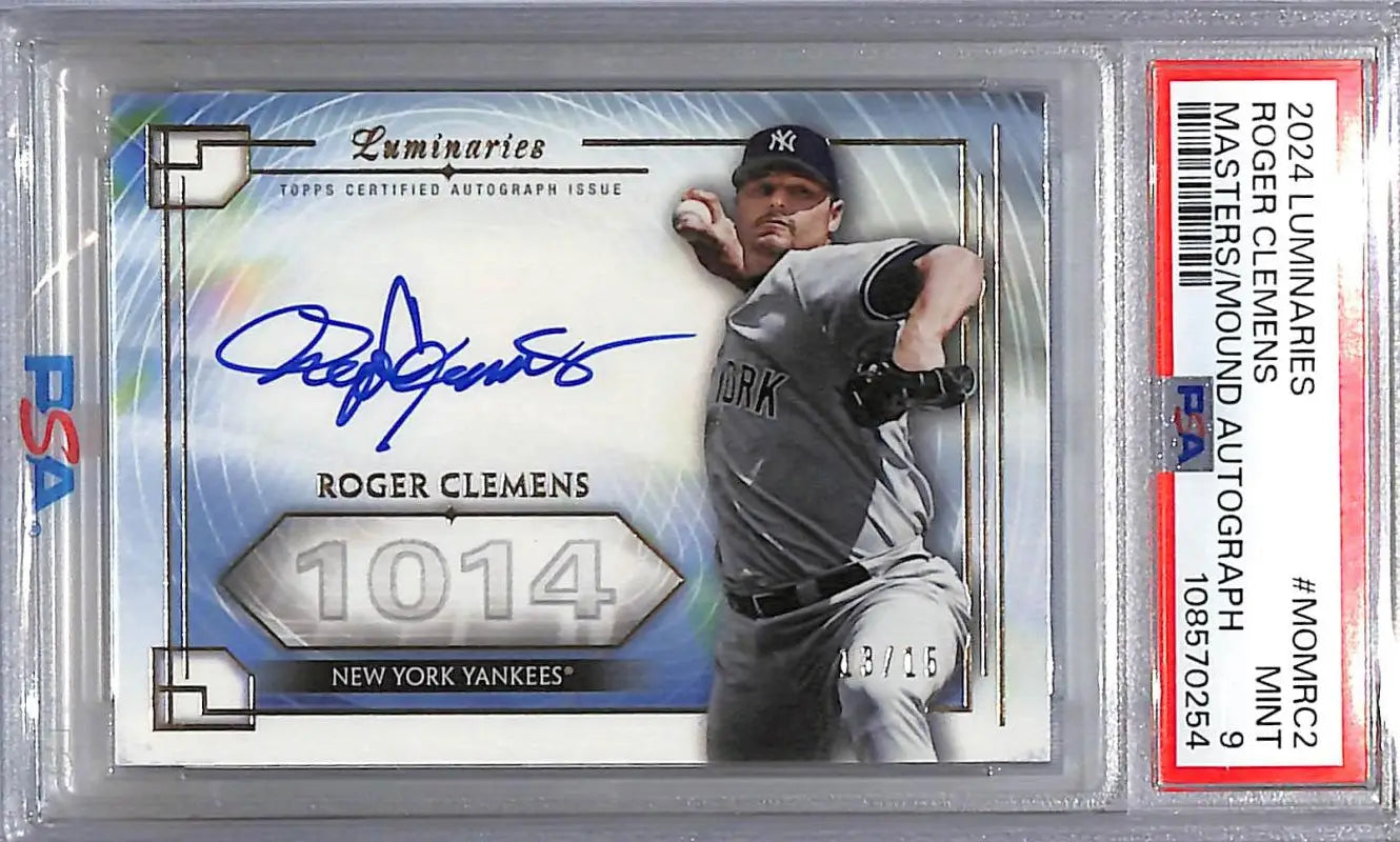 Roger Clemens autographed baseball card from 2024 Topps Luminaries Masters series
