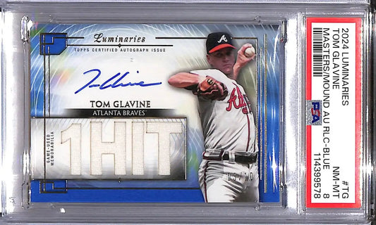 Tom Glavine autographed baseball card from 2024 Topps Luminaries Masters of the Mound