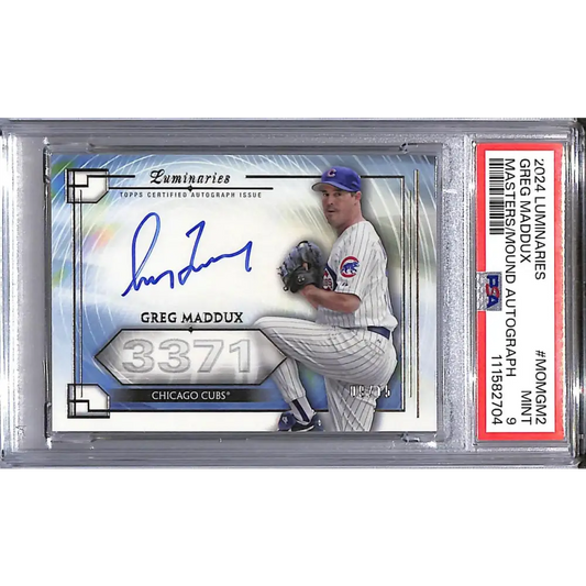2024 Topps Luminaries Masters of the Mound #MOM-GM2 Greg Maddux PSA 9 MINT Auto 09/15 Chicago Cubs